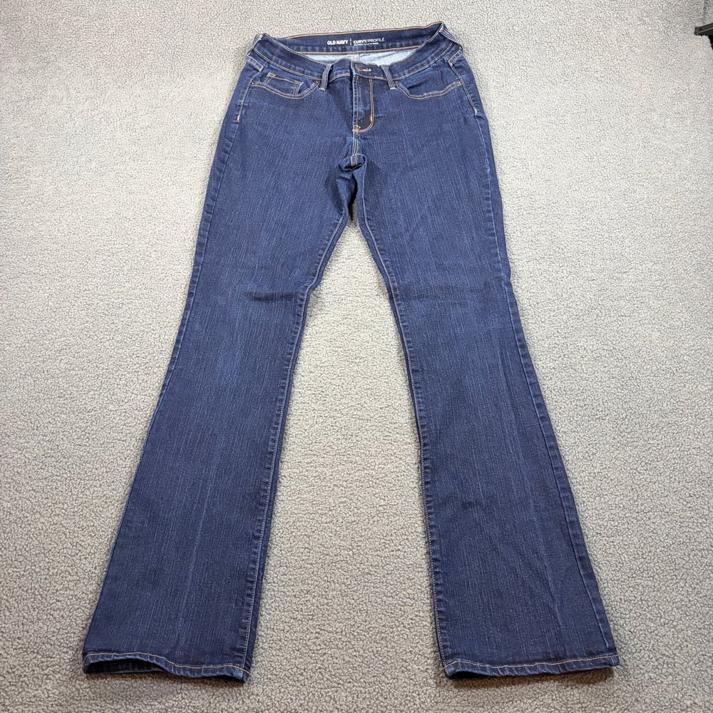 Old Navy Jeans Womens 8 Long Blue Curvy Profile Bootcut Mid Rise New Rinse